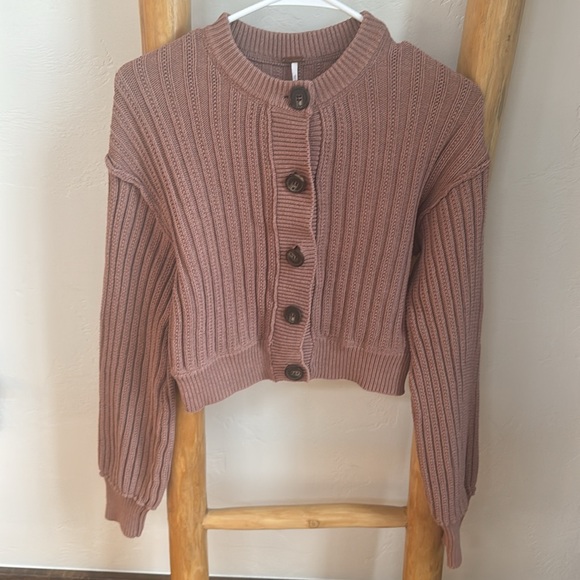 Free People All Yours Cardigan Sweater Mocha Brown, xs - Picture 3 of 5